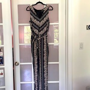 Floral v-neck jumpsuit with sash